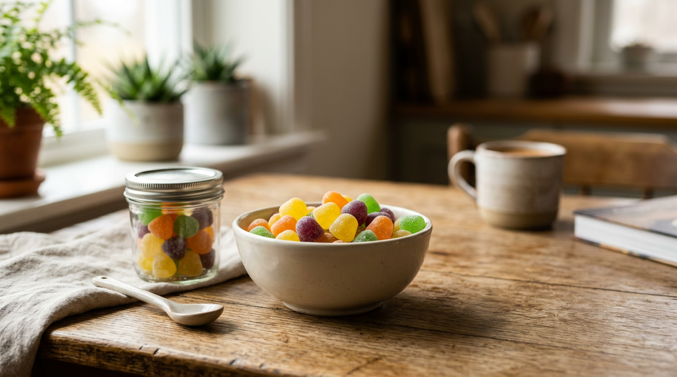 A 6.5 oz packet of Tropical Dots Assorted Flavor Gumdrops.